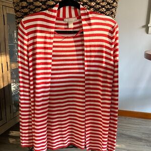 Banana Republic Orange and White Striped Sweater, small.